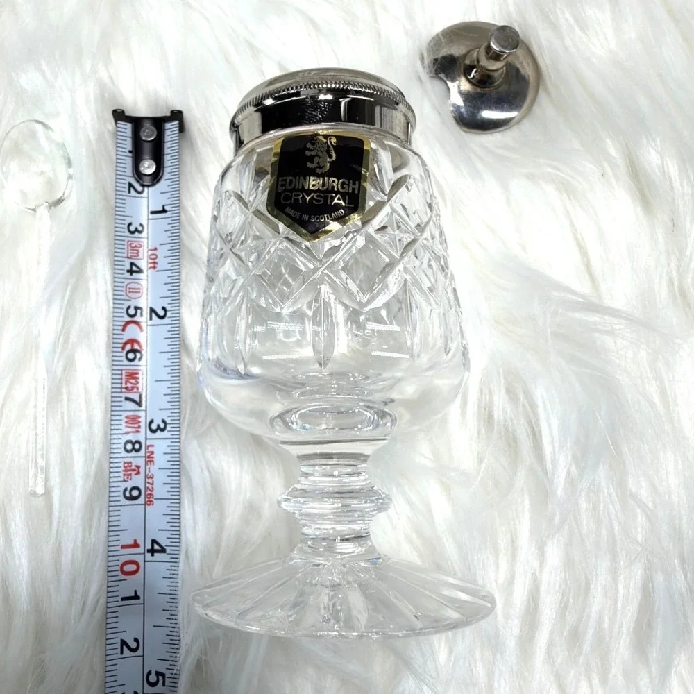 Edinburgh Crystal Jam Jar Preserve Pot w/ Silverplate Lid & Glass Spoon Scotland